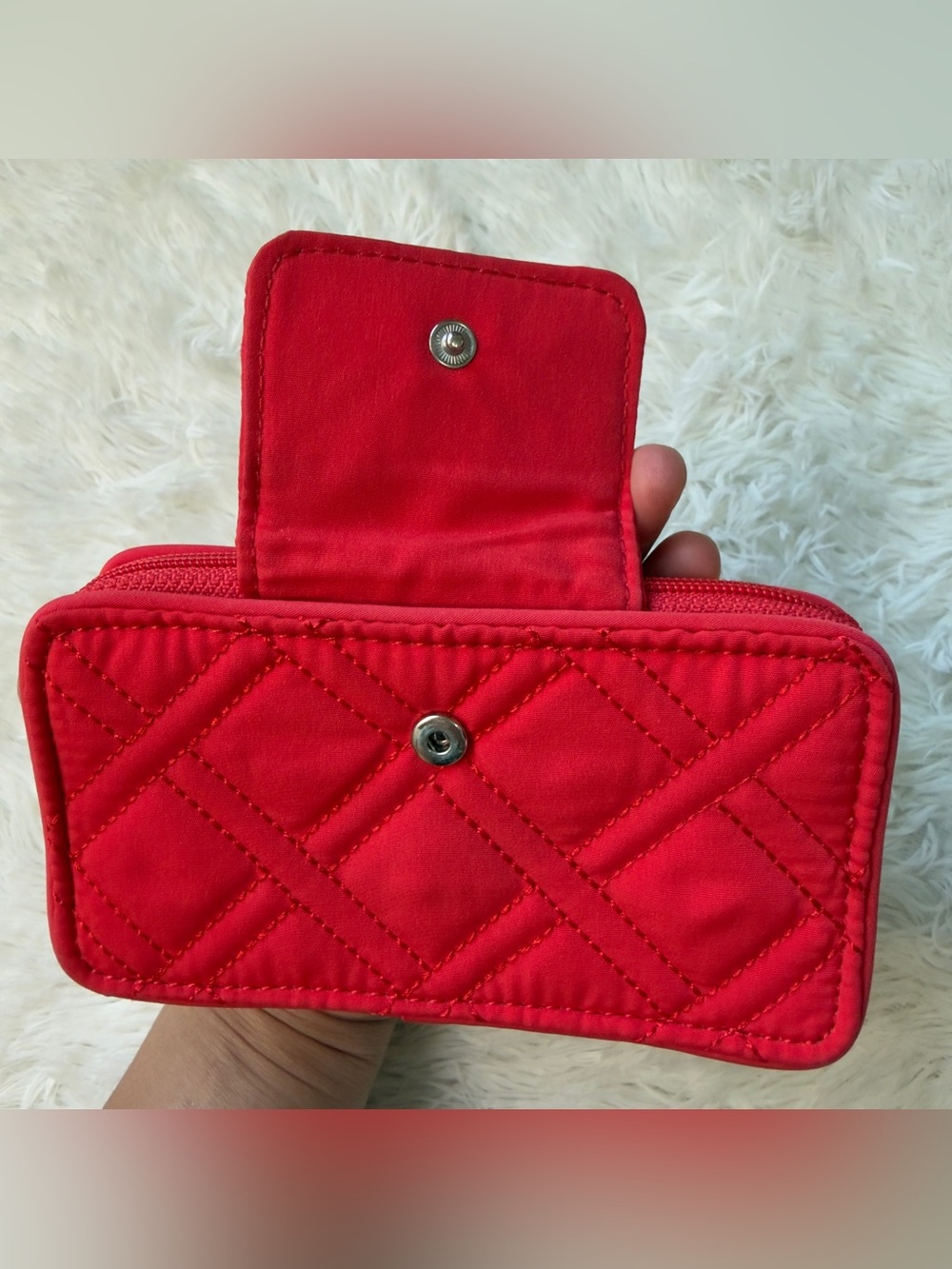 Vera Bradley Quilted Scarlet Wallet with Metal Logo - Picture 3 of 5